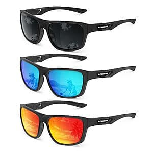 3-Pairs KALIYADI Men's Polarized Sport Sunglasses w/ UV400 Protection (Select Colors) $10