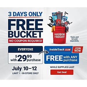 Harbor Freight 버킷 증정