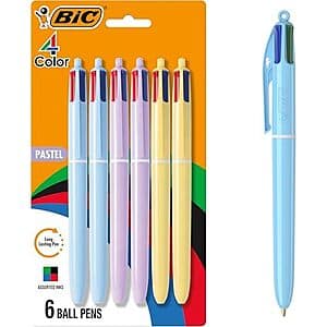 BIC 4 Color 페이스텔 볼펜 6개입