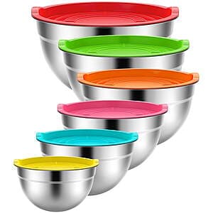 TINANA Stainless Steel Mixing Bowls 6-Piece Set