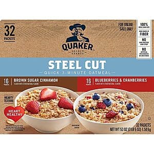 Quaker Steel Cut Oatmeal 32-Ct