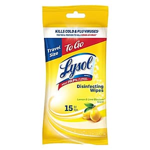 Lysol To Go Disinfectant Wipes 15-Count