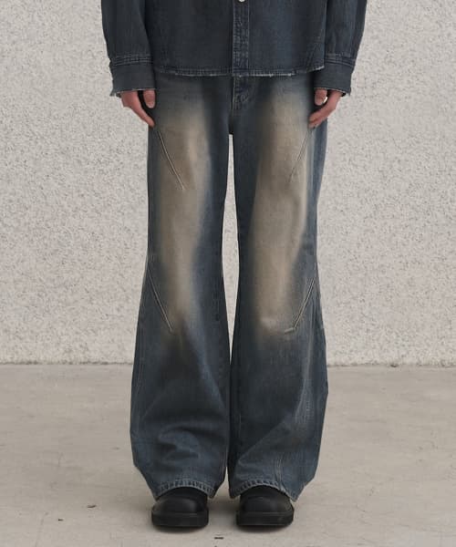 Oblique Dart Flare Denim Pants