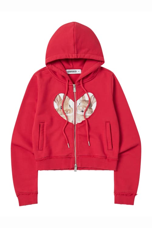 BABY RABBIT 후드 집업 레드