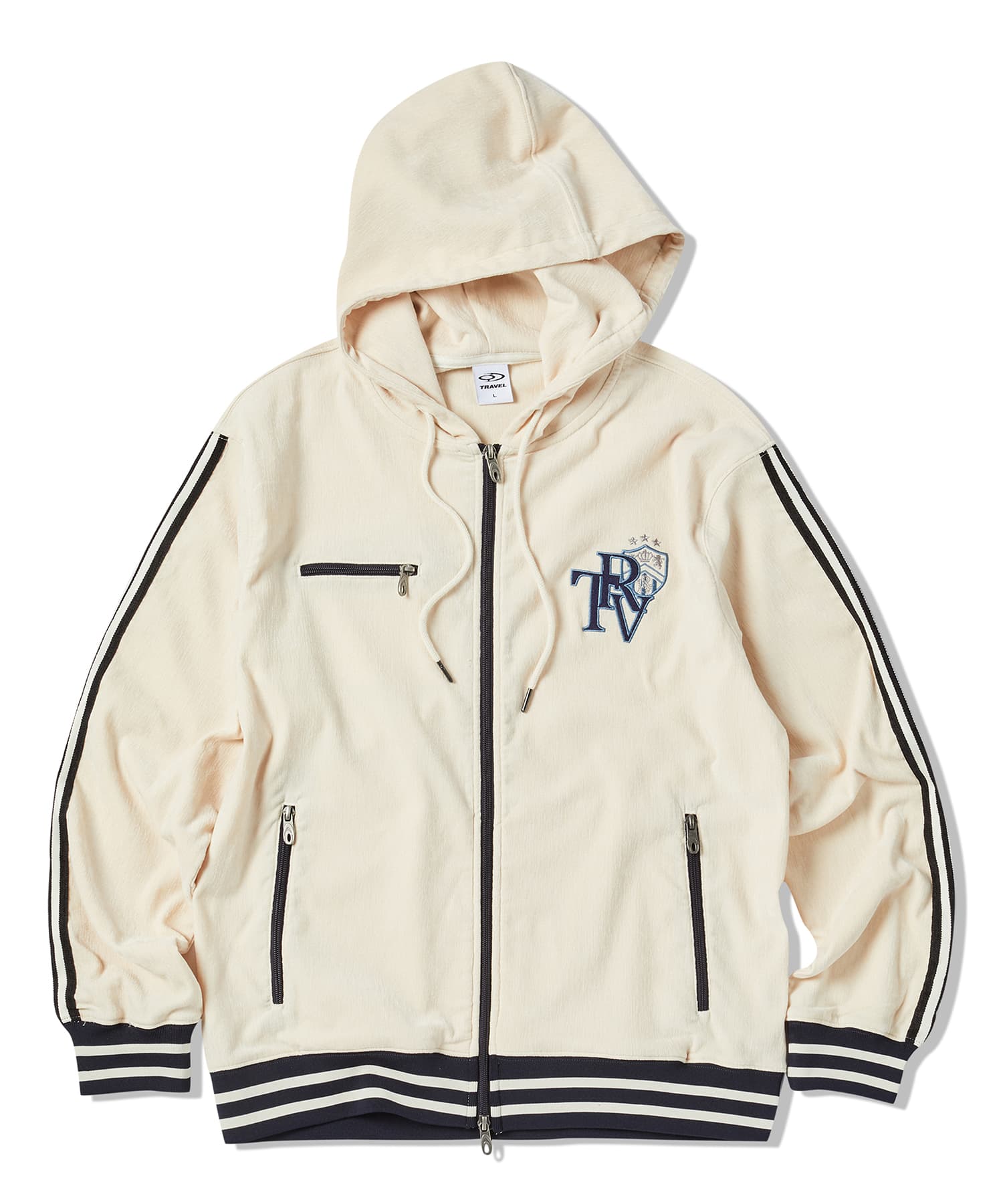 Velour Zip Track Hooded Zip-Up Jacket