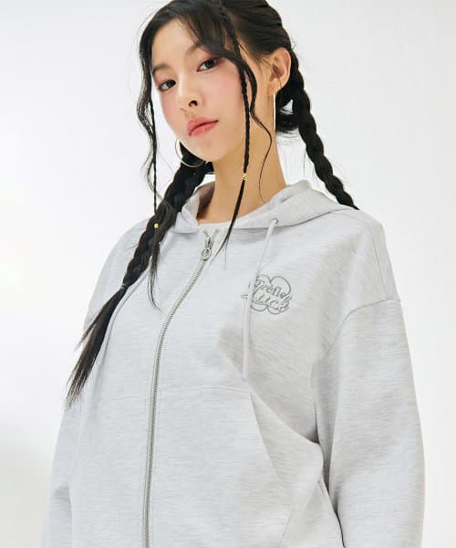 여성 포인트 자수 후드집업