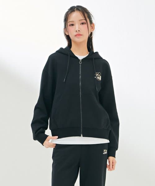 여성 포인트 자수 후드집업