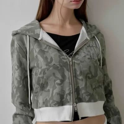 BABY CAMO HOOD ZIP UP - KHAKI BEBE