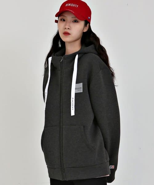 네오프렌 오버핏 후드집업